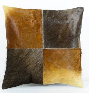 Funda de Almohada de Cuero Vacuno con Diseño de Patchwork, Cojín de Piel de Vaca Natural para Sofá y Hogar - Product Image 3