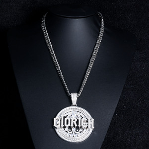 Collier pendentif rond GIORICH en argent 925 et moissanite pour homme, style hip-hop, léger, bijoux de luxe streetwear, cadeau - Product Image 4
