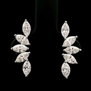 Boucles d'oreilles clous en moissanite taille marquise Sunburst avec grappe de pierres en argent 925, magnifiques clous de mariée pour mariage, bijoux fins, cadeau pour elle - Product Image 1