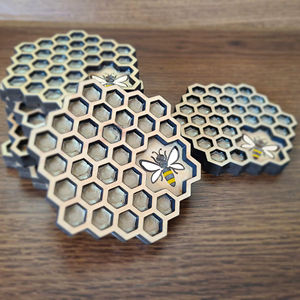<b>Bee</b> Theme Honeycomb Coaster For Aesthetic Table Arrangement And <b>Gift</b> Option For Housewarming Or Festive Occasions From India - Product Image 1