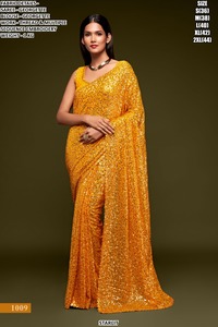 Sari en Georgette Vert Zariya - Sans plis, anti-humidité, idéal pour les fêtes d'hiver et les mariages traditionnels - Product Image 6