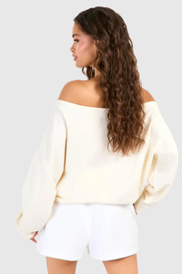 Women Fashion <b>Off</b> <b>Shoulder</b> Sweat Shirt Oversized Soft Fleece Pullover Long Sleeve Casual Warm Top Plain Custom Clothing - Product Image 2