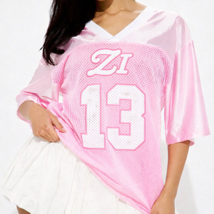 Y2k Streetwear Pink Breathable Polyester Women <b>Mesh</b> American Football Jersey Oversized V Neck Streetwear Jersey Custom Bulk USA - Product Image 5