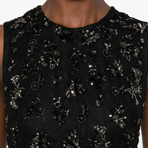 Mini-robe longue de soirée, ornée de sequins, perles et broderies, silhouette droite, taille naturelle - Product Image 1