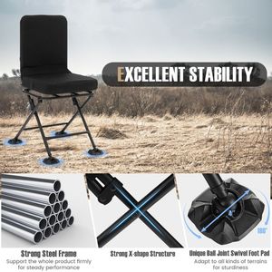 Swivel Folding Chair with Backrest and <b>Padded</b> <b>Cushion</b> Comfortable Home Office Furniture - Product Image 6