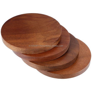 Polished wooden coaster <b>set</b> for dining table office <b>desk</b> and living room decor with elegant wood grain - Product Image 3