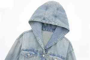 Hauts en jean pour femmes de haute qualité, à manches longues, coupe courte, avec capuche, style streetwear, nouvelle mode. - Product Image 4