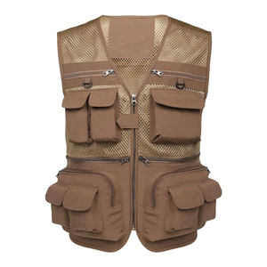 Chaleco de Pesca Ligero y Transpirable para Invierno, con Múltiples Bolsillos, Mangas Largas, de Lona, Informal, de Poliéster, con Logotipo Personalizado, para Actividades al Aire Libre - Product Image 1