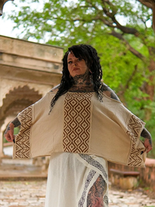 Handmade Block Print Cotton Poncho <b>Top</b> Boho <b>Festival</b> Clothing Tribal Geometric Print Kaftan Summer Beach Cover Up Kimono Blouse - Product Image 4