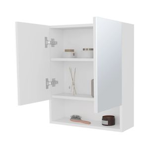 Mobile da Bagno Bianco con Ante a Specchio e Vano Aperto - Product Image 5