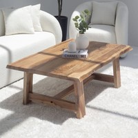 Table basse Vandana Zenova en acacia foncé radiant pour salon moderne et décoration contemporaine