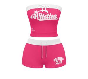 Conjunto de Ropa de Casa para Mujer de Primavera con Top de Tubo Bordado y Pantalones Cortos Acampanados con Cintura Plegable para Mujer Alta, Atuendo de Dos Piezas Casual y Cómodo - Product Image 3