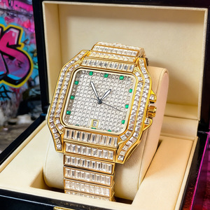 Reloj de Diamantes de Lujo para Hombre, Estilo Hip Hop, Brillante, con Incrustaciones de Diamantes, Reloj de Pulsera de Moda con Esfera Cuadrada, Relojes de Cuarzo, Reloj Impermeable - Product Image 1