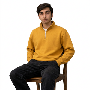 Sweat-shirt à col zippé personnalisé, coton lourd, streetwear, vêtements à marque privée pour les marques de vêtements et les détaillants - Product Image 1