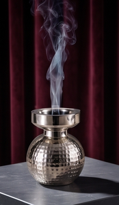 Metal <b>Incense</b> Burner Silver Hammered Spherical Censer <b>Cone</b> Ash Catcher Holder Wholesale - Product Image 2
