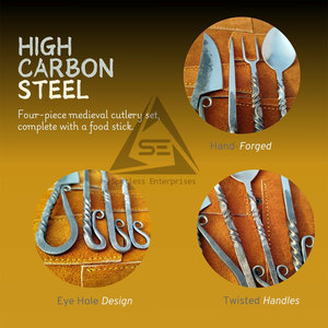 En stock, vente flash, ensemble de couverts forgés à la main, fabrication professionnelle, best-seller, utilisation durable en camping, acier au carbone de haute qualité - Product Image 3