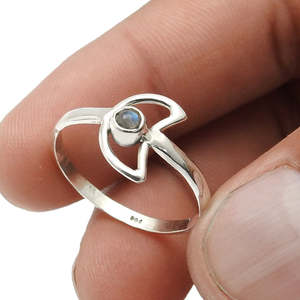 Solid 925 Sterling Silver <b>Ring</b> With Open Moon Design Handmade Round <b>Labradorite</b> Gemstone Bohemian <b>Ring</b> Perfect For Wear Daily - Product Image 4