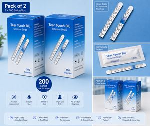 แผ่นทดสอบการไหลของน้ำตา Tear Touch Blu Schirmer จำนวน 100 แผ่น แบบปลอดเชื้อ มีเครื่องหมายสีน้ำเงินสำหรับการวัดการไหลของน้ำตา - Product Image 3