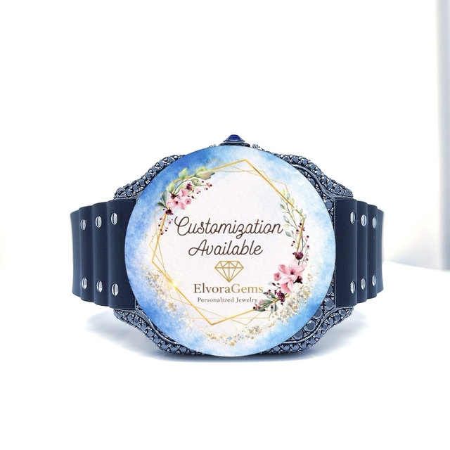 Unisex Round Moissanite Smart Watch with Sapphire Crystal Screen 10 Bar Water Resistance Customizable Gems Fashion Jewelry