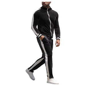 Conjunto Deportivo Casual de Invierno para Hombre, 2 Piezas, Sudadera con Capucha de Terciopelo, Transpirable, de Secado Rápido, Chaqueta con Cremallera Completa y Pantalones Estampados para Correr - Product Image 3