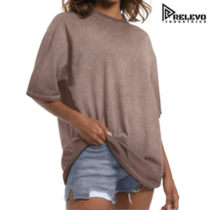 Camiseta Oversize para Mujer, de Alta Calidad, Estilo Vintage con Lavado Mineral, Hombros Caídos, Cuello Redondo, Ajuste Holgado Informal, Camisetas al por Mayor - Product Image 2