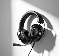 LDON LD-1 Headset Gaming Berkabel On-Ear Lampu RGB Suara Surround 7.1 untuk Driver Balanced Armature Kabel 2m Peredam Kebisingan Aktif
