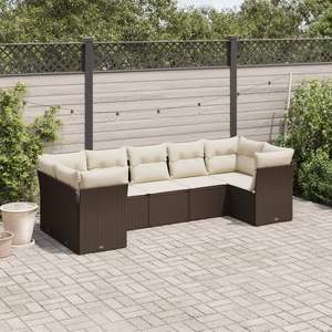 Conjunto de sofás de jardín de ratán PE marrón modular de 7 piezas - Product Image 1