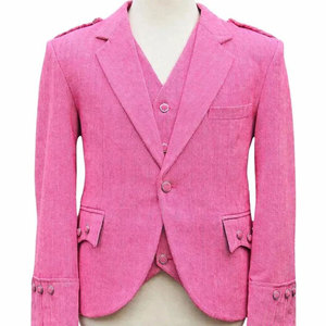 เสื้อแจ็คเก็ตผ้าทวีดสีชมพูคุณภาพสูงสำหรับผู้ชาย ลายอาร์ไกล์ พร้อมเสื้อกั๊ก 5 กระดุม สไตล์สก็อตแลนด์ อาร์ไกลล์ สำหรับงานแต่งงาน ผลิตจากโรงงาน - Product Image 1