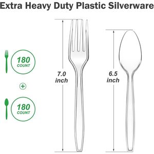 Set di 360 Posate in Plastica Trasparente Extra Resistenti, 180 Forchette e 180 Cucchiai, Resistenti al Calore, Monouso - Product Image 3