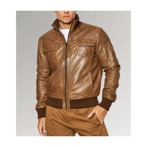 Blouson aviateur en cuir d'agneau marron pour homme, respirant, style Desert Voyager, intérieur chaud, design intemporel, haute qualité - Product Image 2