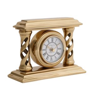 Brass Circular Desk <b>Clock</b> Traditional Design Golden Finish Silent Projection Eco-friendly Quartz Movement Needle Display <b>Battery</b> - Product Image 4
