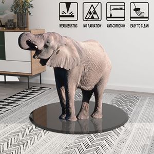 Piano Tavolo Rotondo in Vetro Temperato Nero da 36 Pollici, Spessore 2/5 Pollici, Bordo Smussato Lucidato per Tavolini da Caffè - Product Image 3