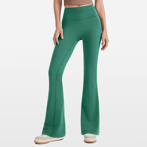 Custom Wholesale Women Casual <b>Flare</b> <b>Leggings</b> Plus Size Cotton Bamboo Fiber Mid Waist Quick Dry Butt Lifting Gym Workout - Product Image 4