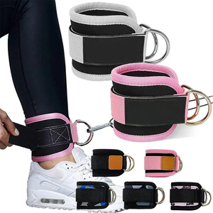 Custom Heavy Duty Adjustable <b>Ankle</b> Straps with Neoprene Padding and D Ring for Fitness Training - Product Image 2