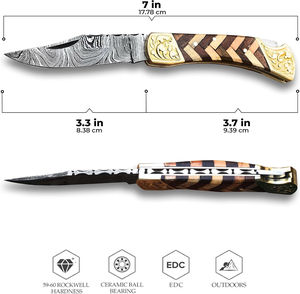 Couteau de poche pliant de survie en acier inoxydable 2026, personnalisable, à pointe clip, bord dentelé, OEM, vente en gros, DIY, bois, garantie 3 ans - Product Image 4