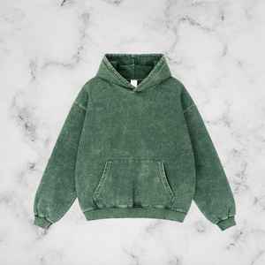 Sudadera con Capucha Personalizada OEM, Lavada al Ácido, Estilo Vintage, Desgastada, 500gsm, con Cierre, para Hombre - Product Image 1