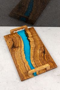 Stylish Epoxy Resin And Wooden <b>Tray</b> For Coffee Table Decoration And Elegant Snack Serving Accessories - Product Image 2