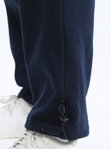 Men's Navy Blue Cargo Sweatpants Plus Size Drawstring Waist Loose Fit Casual Autumn Breathable Premium Quality Cotton Knitted - Product Image 6