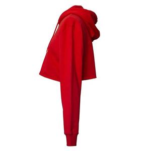 Venta al por mayor 100% algodón tecnología fleece crop top mujeres sudaderas con capucha de manga larga pulóver ropa de calle sexy recortada Sudadera con capucha bordada - Product Image 4