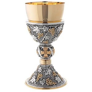 Stylish Etching Design Chalice Shinny Brass Grey handmade high-quality brass church supplies Chalice Color Also Used As Gift - Product Image 1