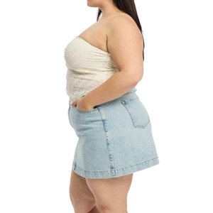 Jupe en jean pour femmes grande taille personnalisable, vente en gros de tissu, échantillon gratuit, meilleure qualité - Product Image 5