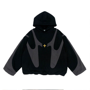 Wholesale High Quality Embroidered <b>Mens</b> Boxy <b>Hoodie</b> High Weight Polyester/Cotton <b>Grey</b> <b>Plain</b> - Product Image 6