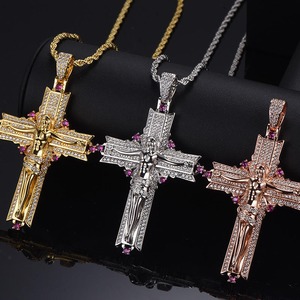 Nuevo Collar con Colgante de Jesús Estilo Hip Hop 2026, Colgante de Cruz con Incrustaciones de Diamantes, Diseño de Diseñador, Collar con Colgante de Jesús Dorado para Hombre - Product Image 3