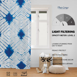 Cortina Moderna de Algodón con Estampado Tie Dye, Panel Decorativo Bohemio para Ventana de Sala de Estar, Venta al por Mayor en India - Product Image 6