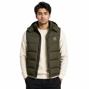 Chaleco Acolchado con Capucha para Hombre, Sin Mangas, Chaquetas Acolchadas para Hombre, Invierno, Casual, Cálido, para Exteriores, con Logotipo Personalizado, OEM, Venta al Por Mayor - Product Image 1