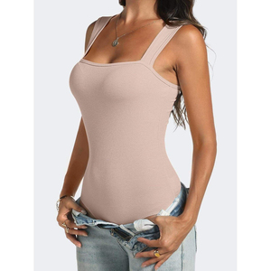 Body côtelé tendance en mélange de coton doux, ajusté, une pièce, décontracté, haut de mode, fabricant de body gainant sans couture pour femme - Product Image 6