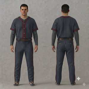 Men's <b>Baseball</b> Uniform Set Striped Jersey Pants Button Closure Belted Regular Fit All Seasons Short Sleeve - Product Image 1