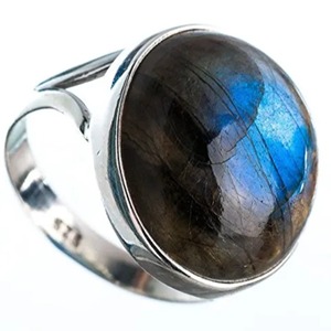 <b>Labradorite</b> <b>Ring</b> 925 Sterling Silver Handmade Boho Statement Promise Jewelry for Women Natural Round Shape Gemstone Jewelry - Product Image 3