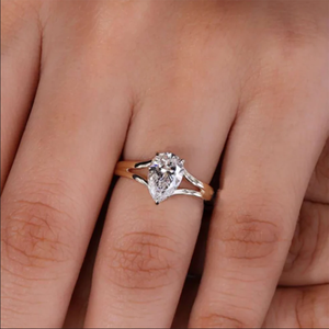 3 CT Pear Cut Cubic Zirconia Diamond Engagement Wedding Anniversary Gift <b>Ring</b> Trendy Hidden Halo <b>Split</b> Shank 925 Sterling Silver - Product Image 2