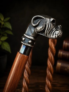 Canne de marche Steampunk Bulldog – Finition laiton antique, manche en bois dur noir - Product Image 5